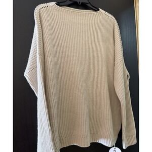 Ugerlov Mock‎ Neck Knit Pullover Women's Oversized Sweater, Beige, Small/Medium